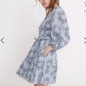 Madewell Crinkle Wrap Mini Dress in Quilted Floral Size